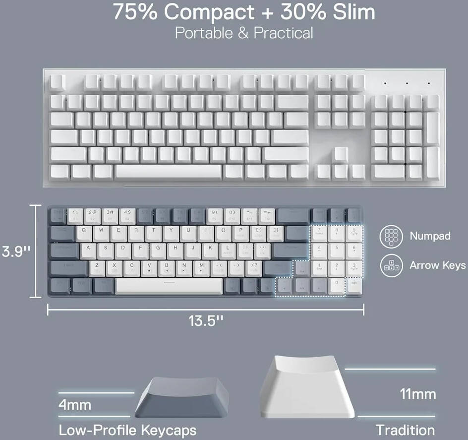 Redragon 94key low profile combo BS-8772 (Grey/White)