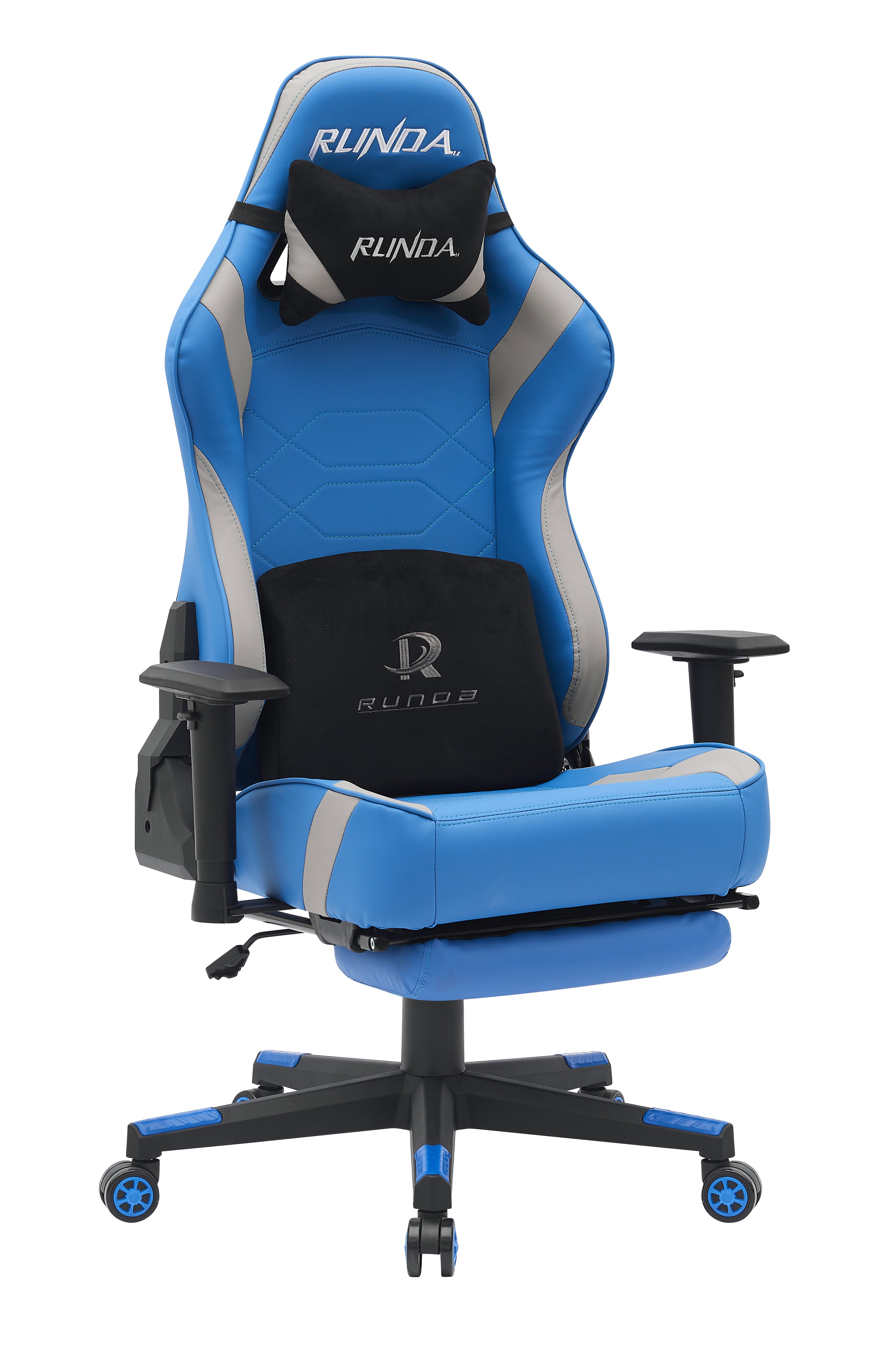 RUNDA GAMING CHAIR RD-1009 FOOTREST BLUE+GREY