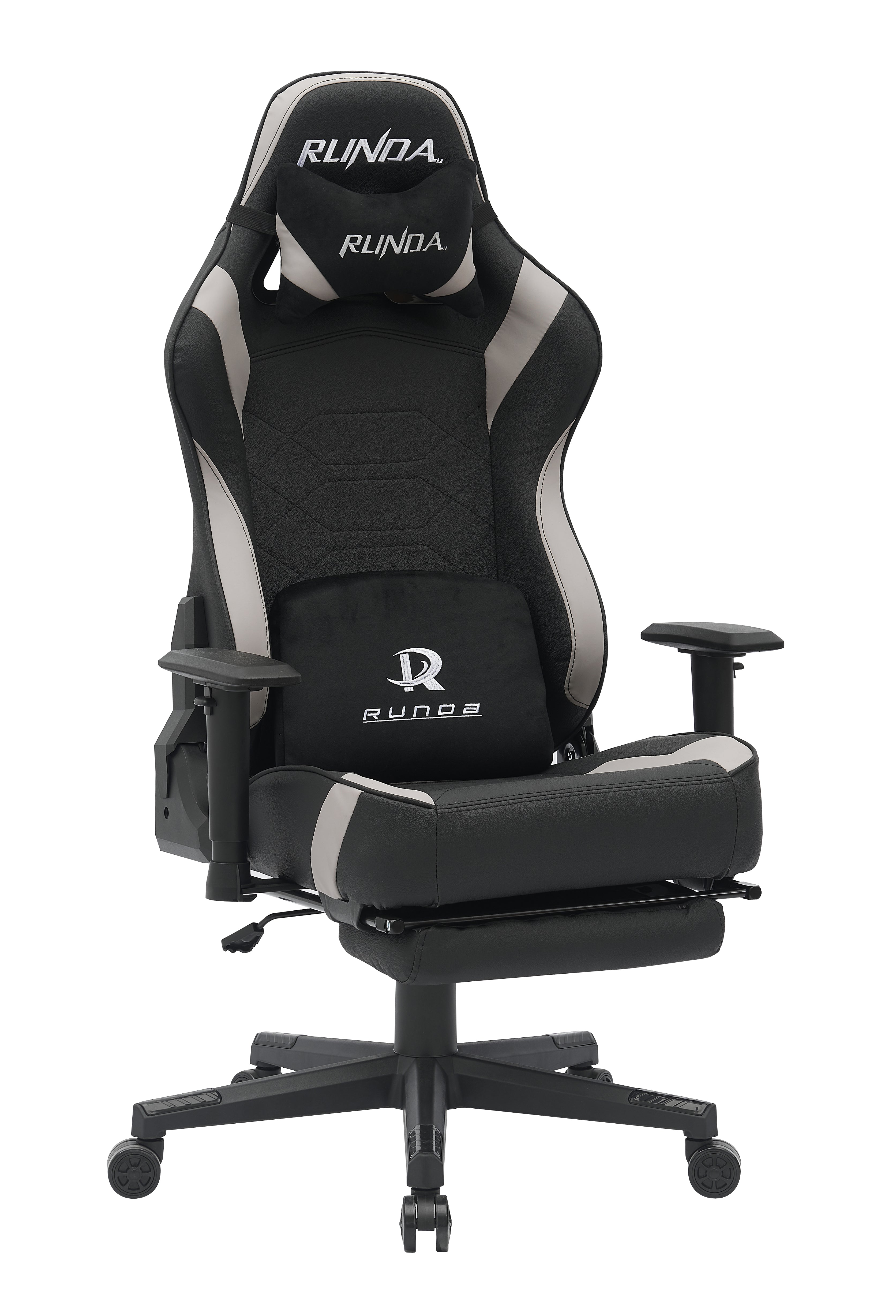 RUNDA GAMING CHAIR RD-1009 FOOTREST BLACK+GREY