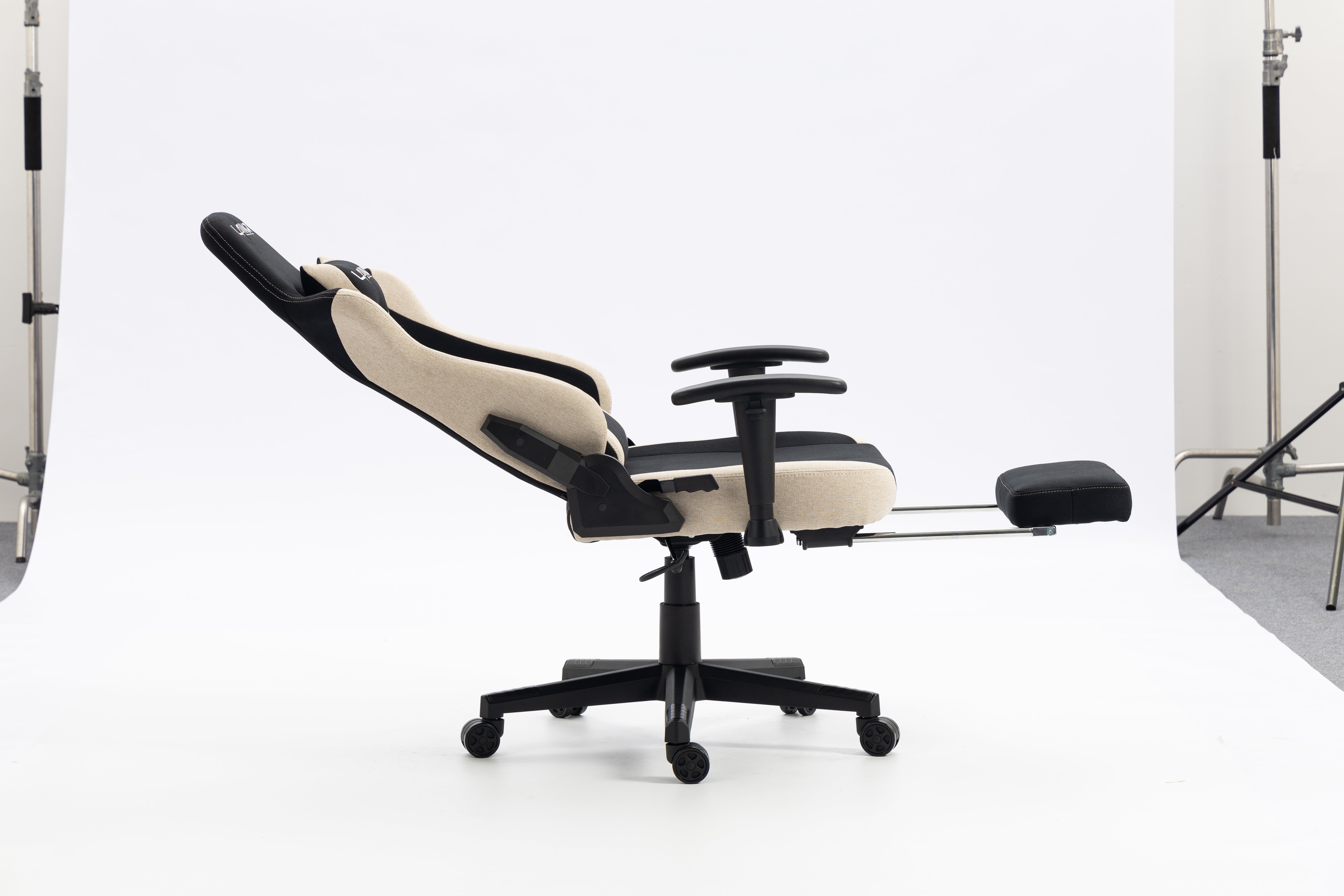 Gaming chair LK-2531T BLACK- BEIGE With Footrest