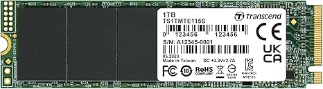 Transcend MTE115 M.2 2280 SSD Up to 3,200 MB/s, Compatible w/Ultrabook Laptop PC Desktop, PCIe NVMe Gen3x4 SSD, 3D TLC NAND Flash Internal Solid State Drive