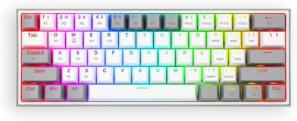 REDRAGON K616 PRO-RGB(G/W) 61key mechanical keyboard, three Mode (Gray-White)