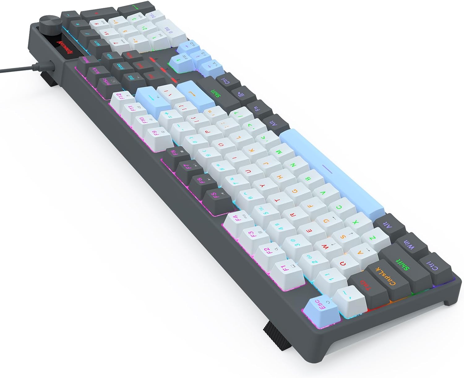 Redragon K718 Wired 104 Keys Gaming Keyboard, Rainbow Backlit Wired Mechanical Keyboard