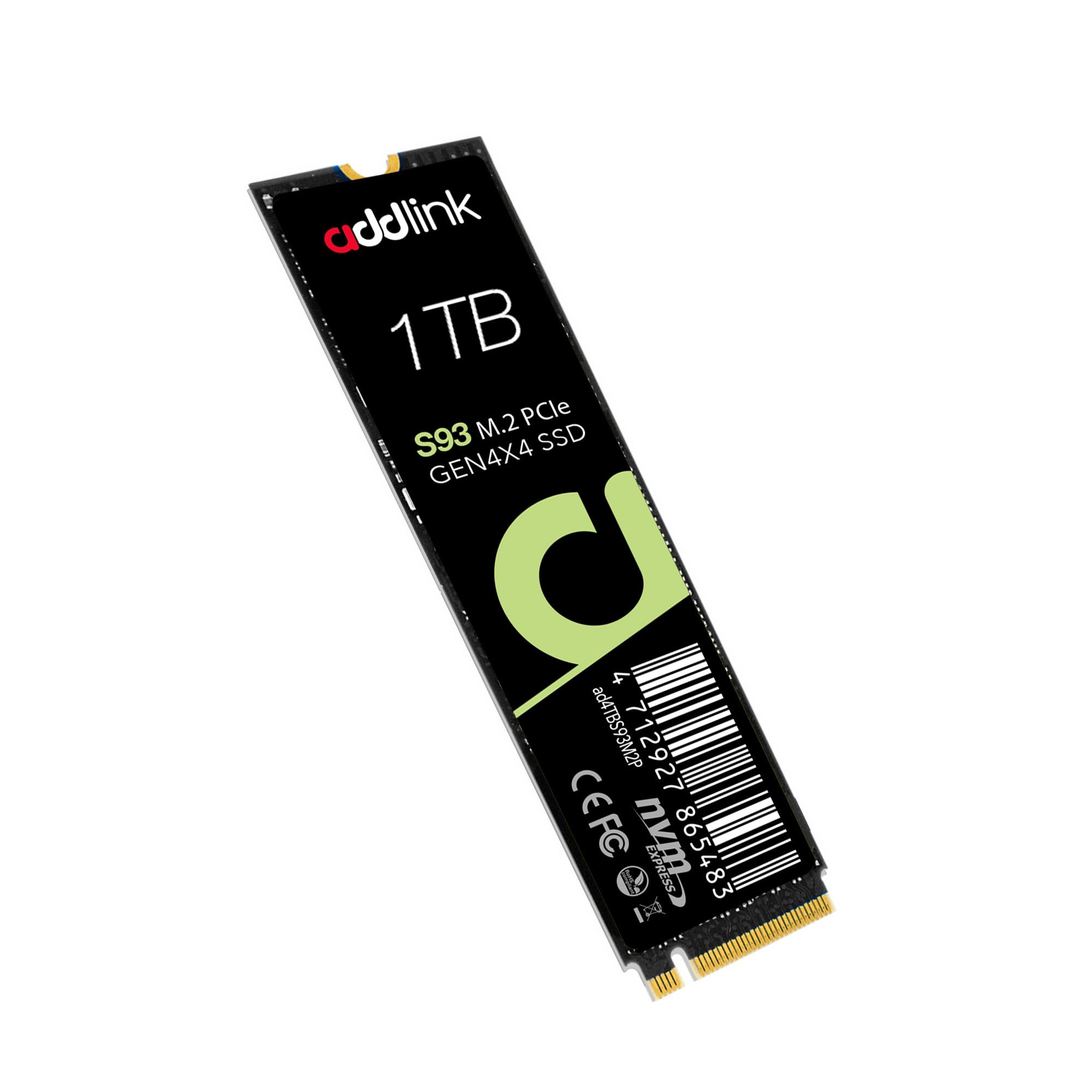 ADDLINK S93 1TB M.2 2280 PCIe GEN4X4 NVMe1.4 ( Up to R:7400 ,W:6500)