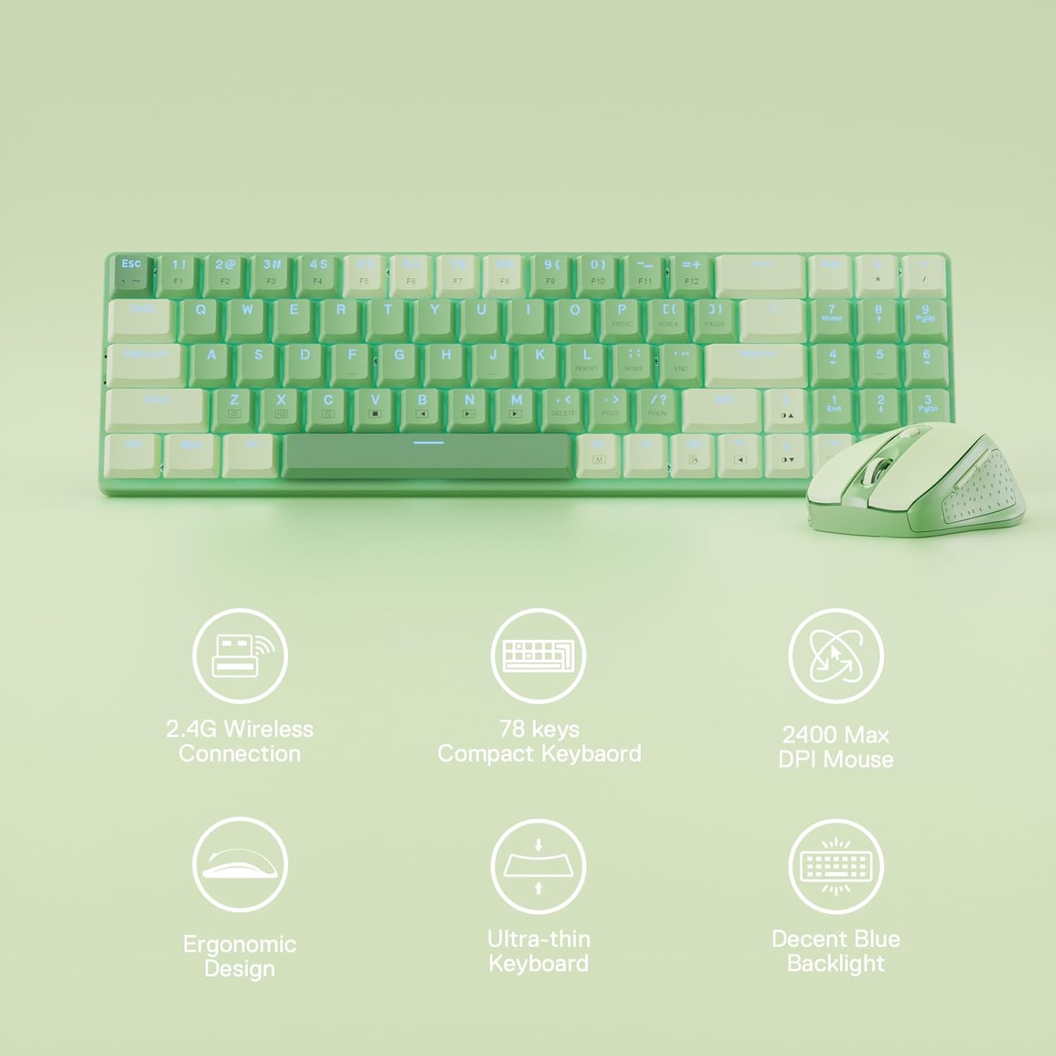 Redragon 94key low profile combo  BS-8772 (Cream/Green)