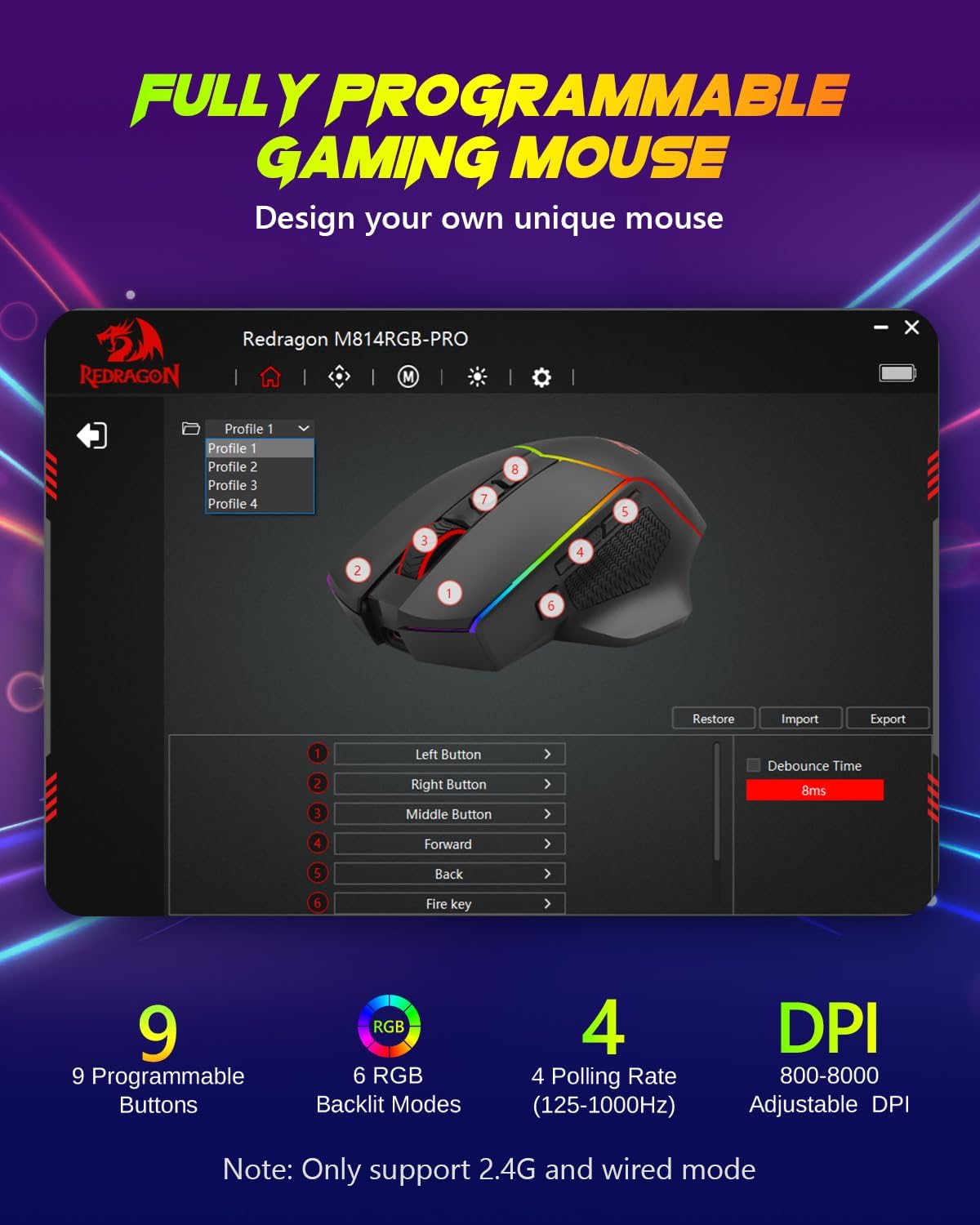 REDRAGON M814 RGB-PRO GAMING MOUSE