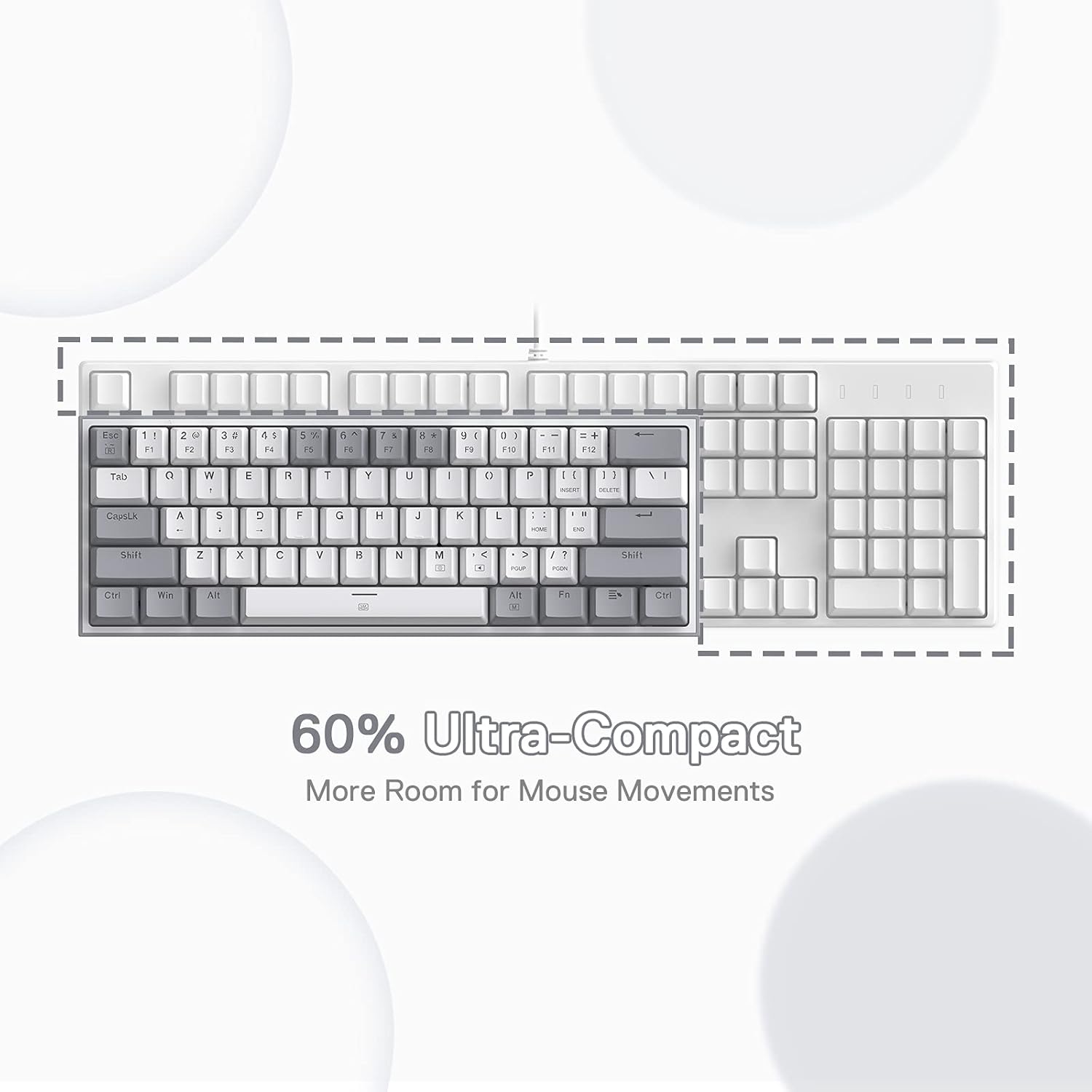 REDRAGON MECHANICAL KEYBOARD K617-RGB WHITE/GRAY COLOR ENGLISH LAYOUT