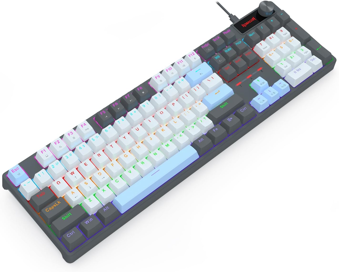 Redragon K718 Wired 104 Keys Gaming Keyboard, Rainbow Backlit Wired Mechanical Keyboard