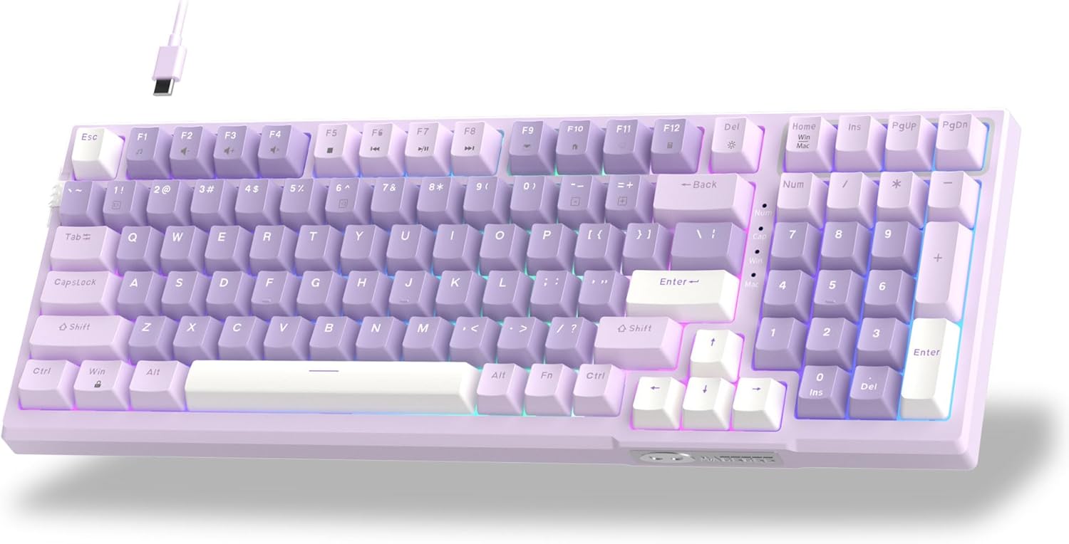 Magegee SKY98 Violet B,Violet switch, 99 keys, RGB light, Gasket structure Tri-mode mechanical keyboard