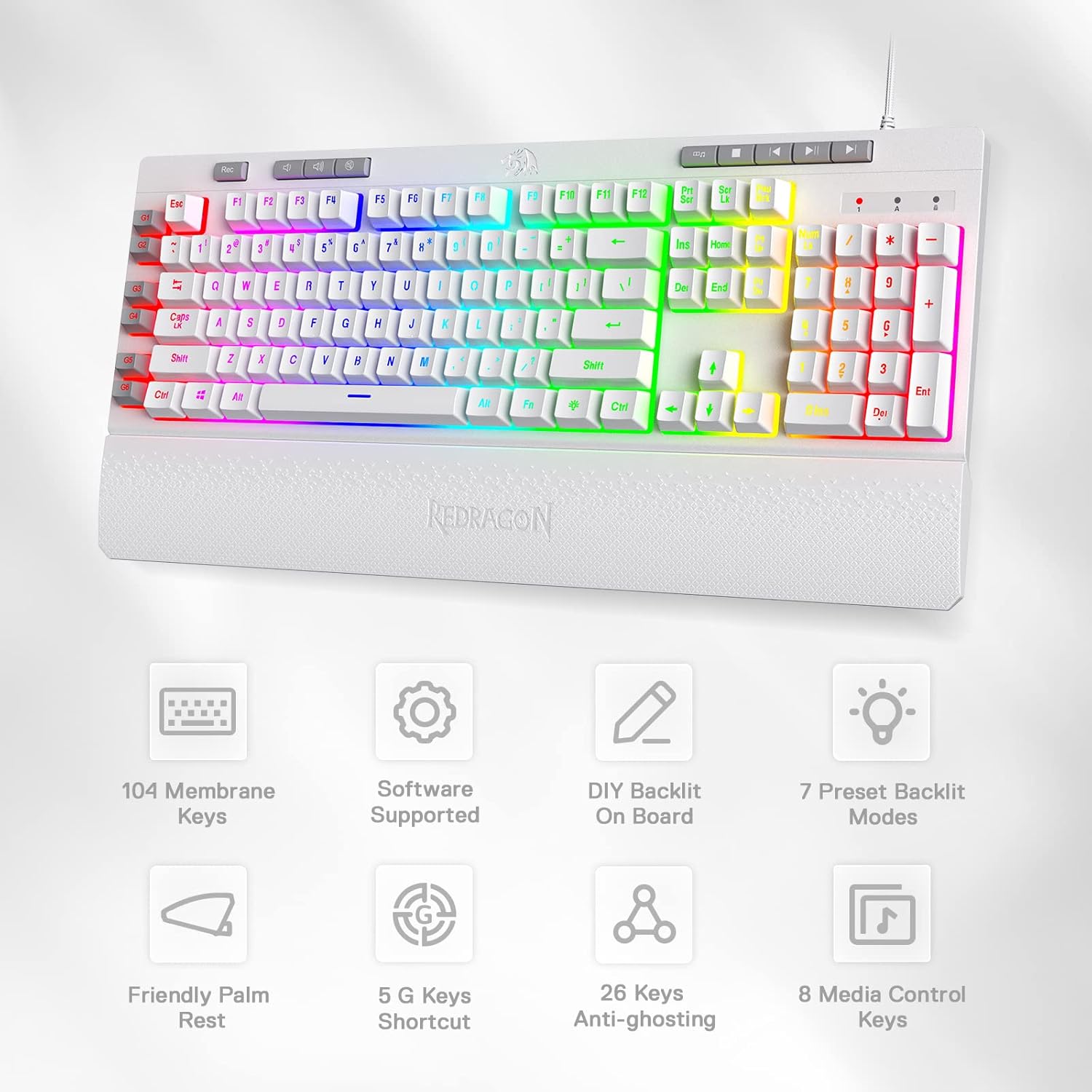 ReDragon k512 KEYBOARD SHIVA ( WHITE )