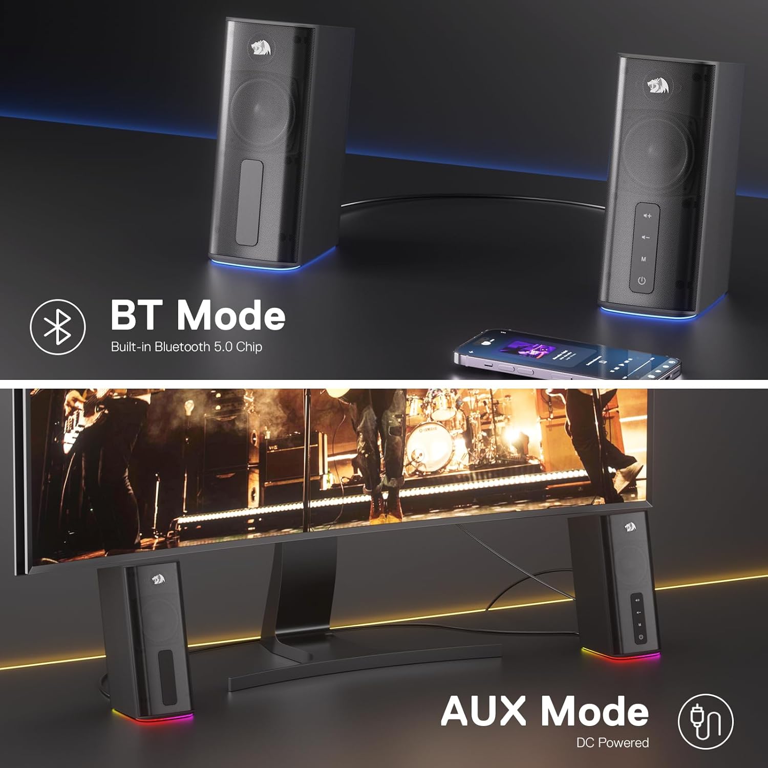 ReDragon GS814 Stereo Desktop Speaker Dynamic RGB Lighting