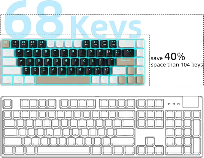 Magegee MK-BOX White black& brown, Brown switch, 68 keys Wired mechanical keyboard