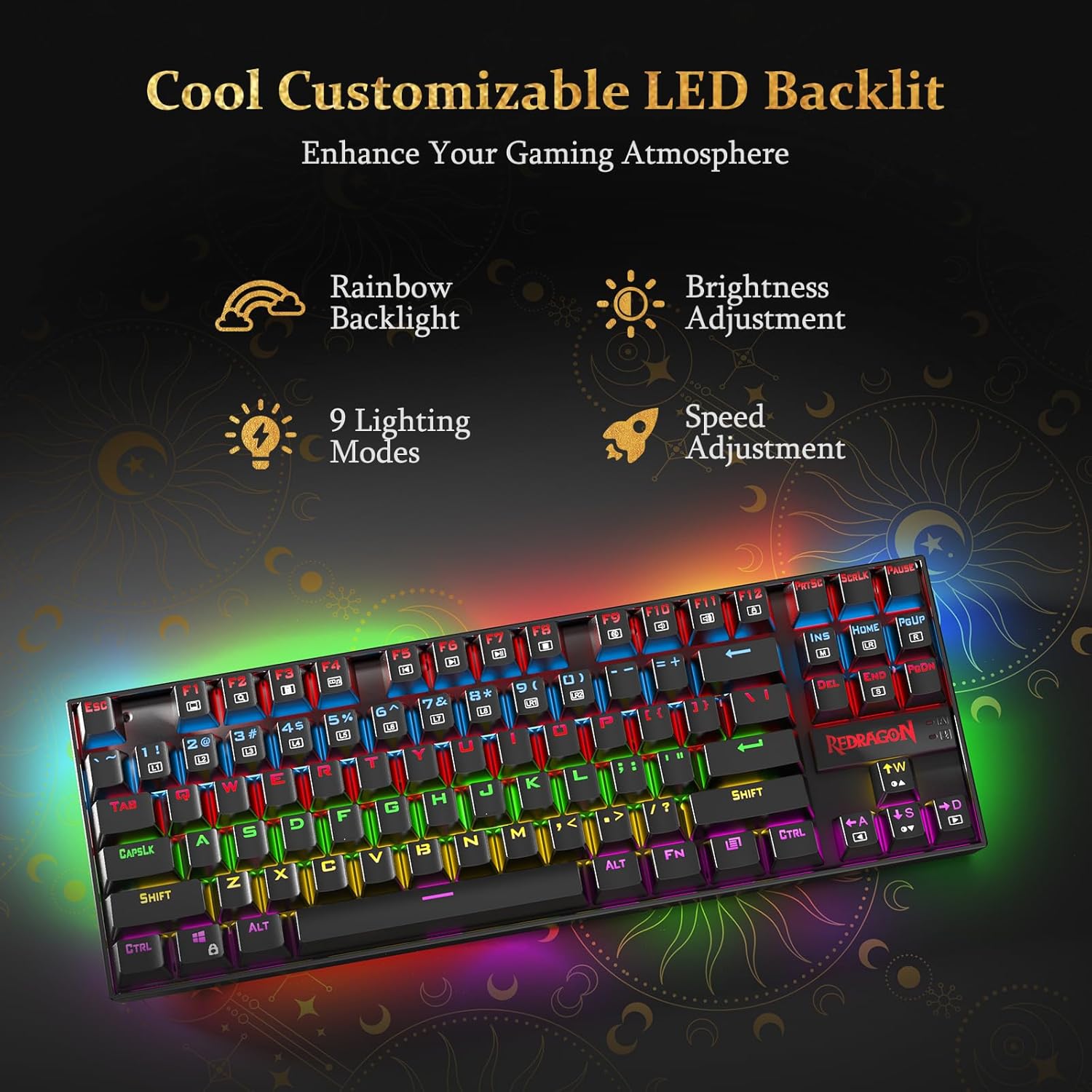 ReDragon K552RGB 287Key ARABIC mechanical keyboard ,(BLACK )