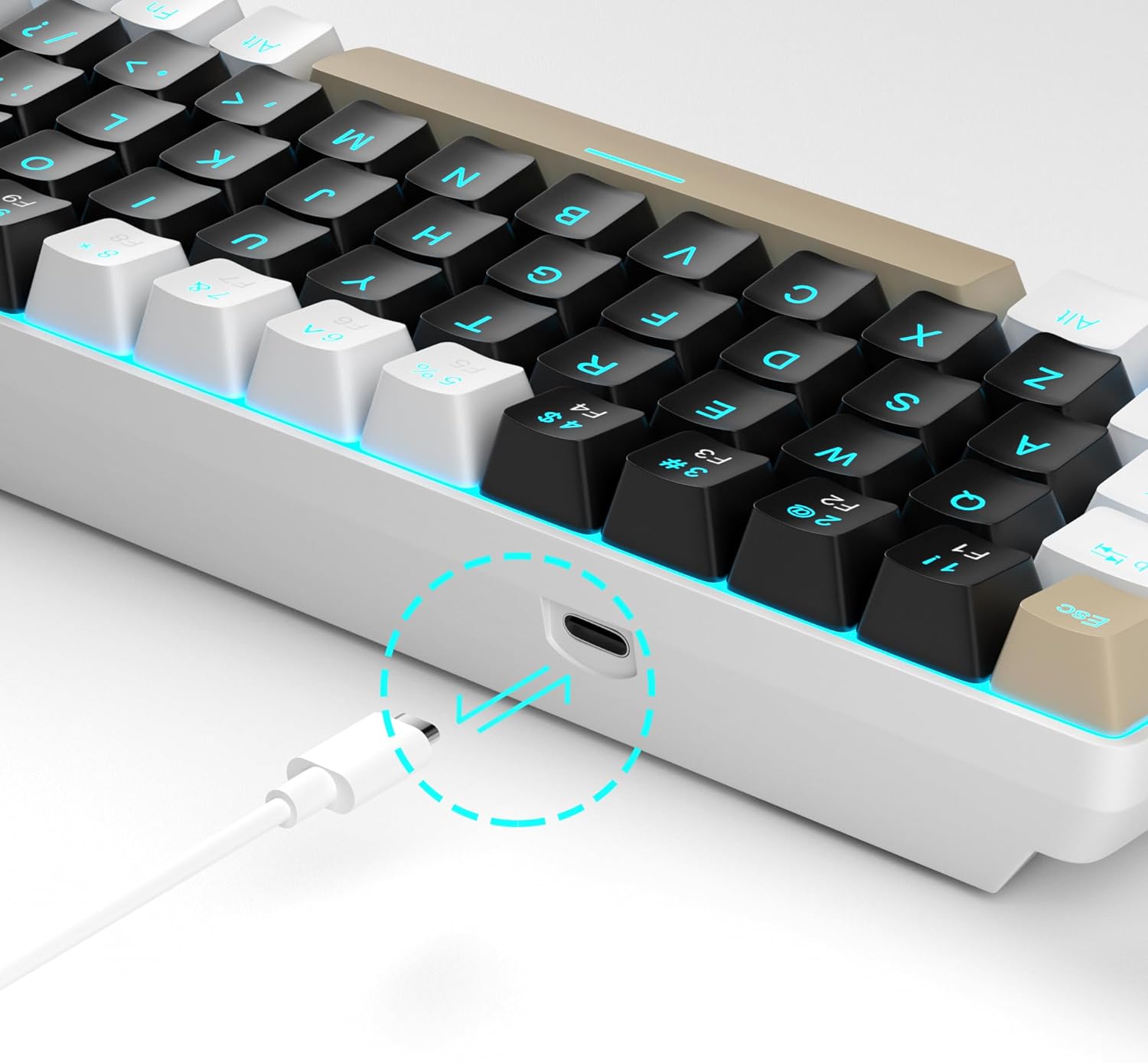 Magegee MK-BOX White black& brown, Brown switch, 68 keys Wired mechanical keyboard