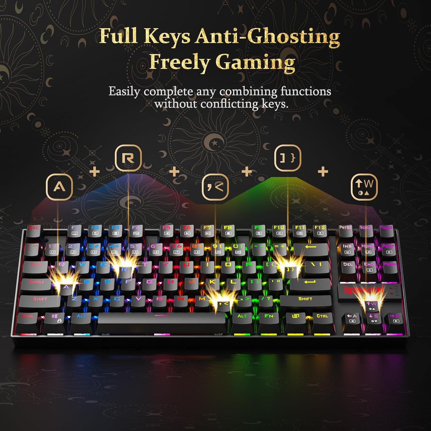 ReDragon K552RGB 287Key ARABIC mechanical keyboard ,(BLACK )