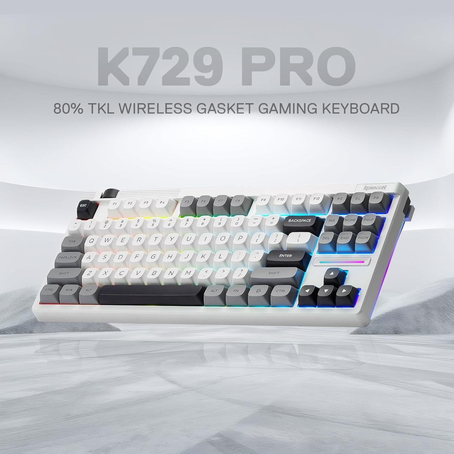 Redragon K729 WGB-RGB- PRO 80% Wireless Gasket RGB Gaming Keyboard, 3-Mode TKL Mechanical Keyboard