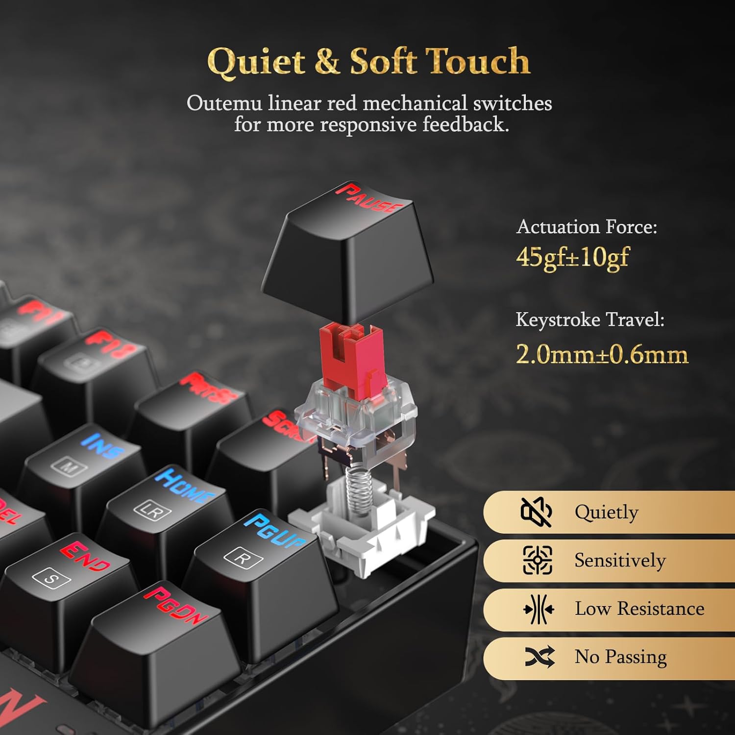 ReDragon K552RGB 287Key ARABIC mechanical keyboard ,(BLACK )