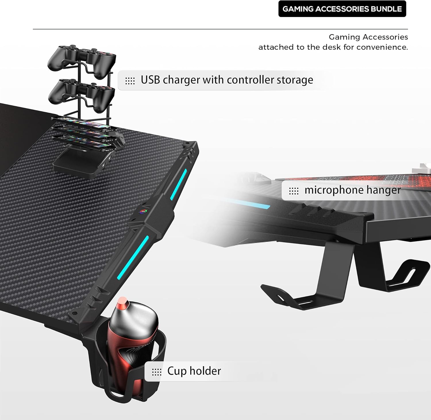 Eureka Ergonomic 55 Inch RGB LED Gaming Desk