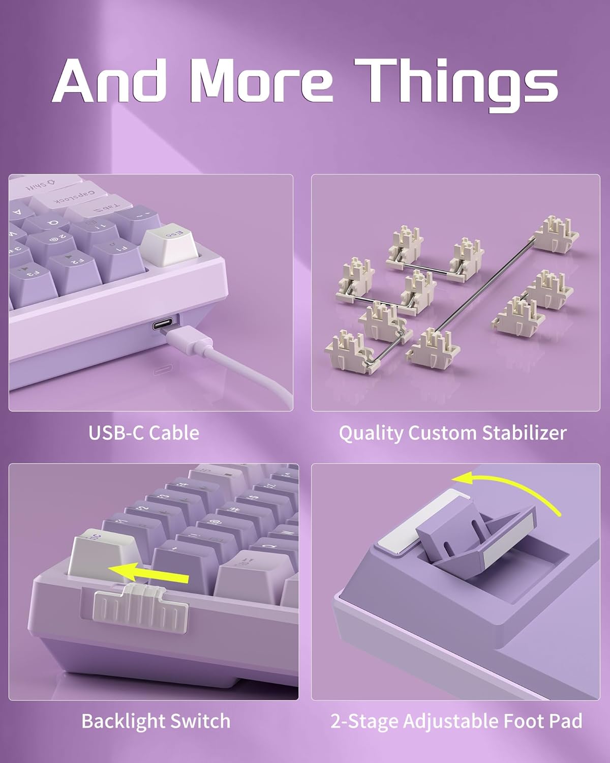 Magegee SKY98 Violet B,Violet switch, 99 keys, RGB light, Gasket structure Tri-mode mechanical keyboard