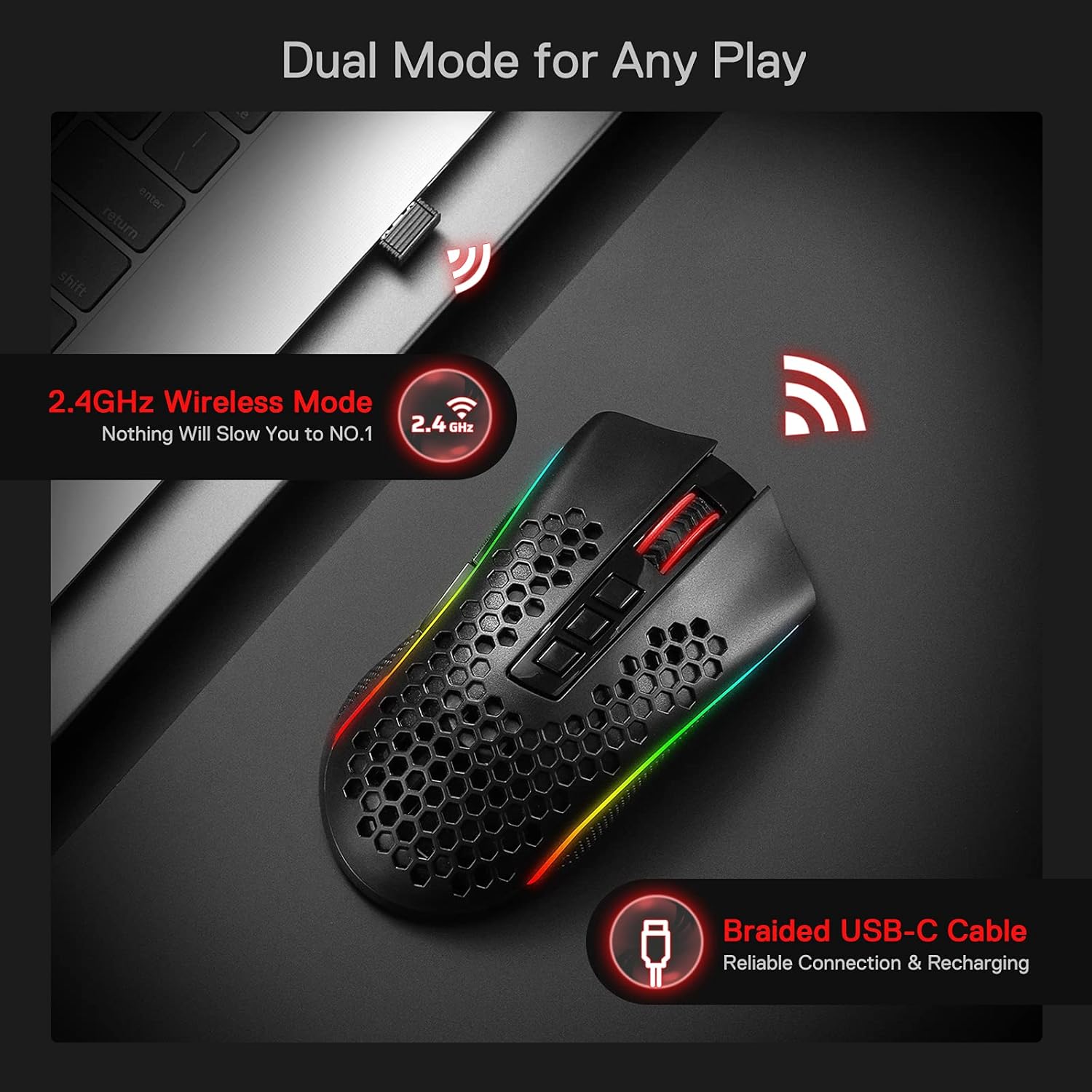 ReDragon M808-KS GAMING MOUSE DUAL MODE WIRE+WIRELESS