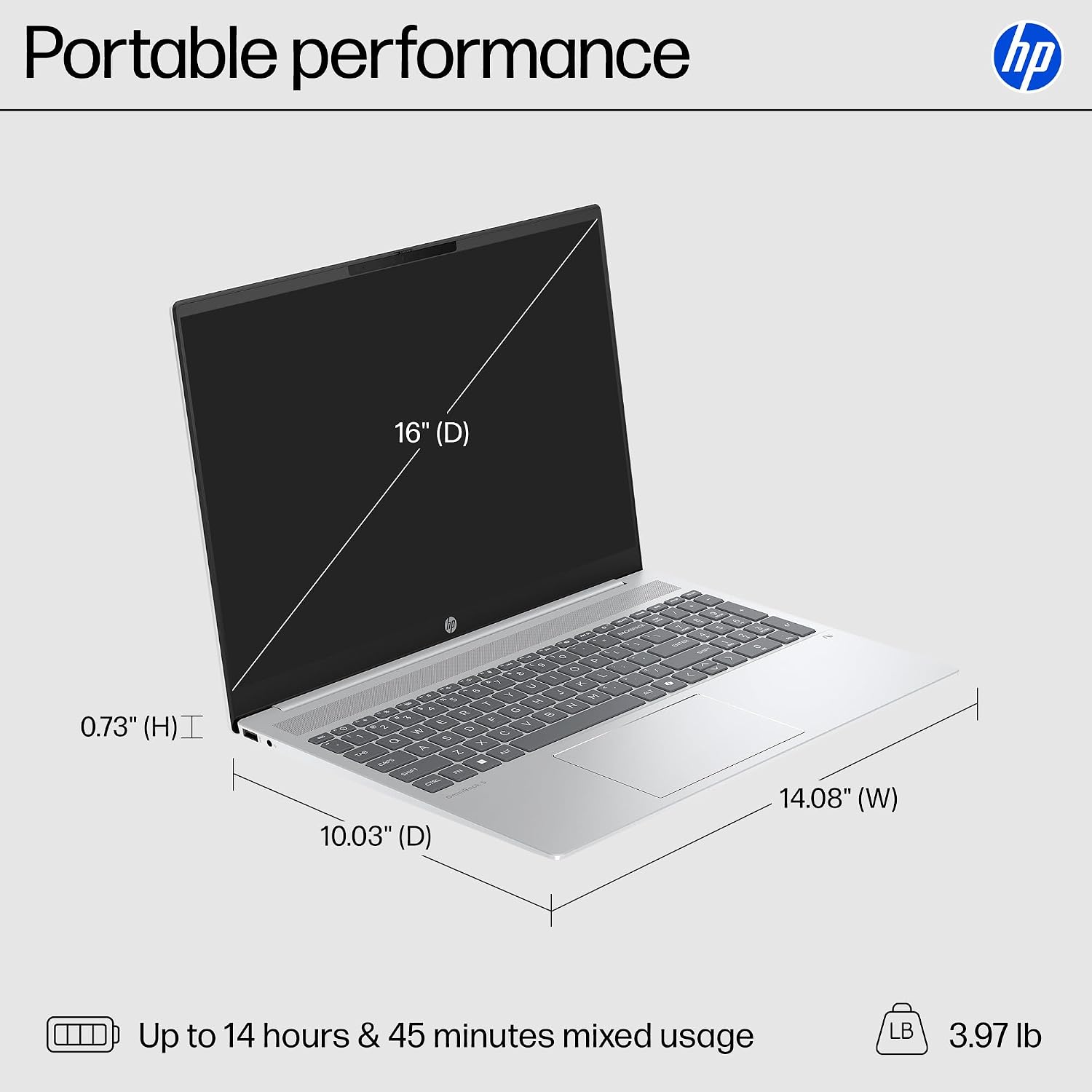 HP OMNIBOOK, U7-255U, 1TB, 16GB, 16" 2K Touch Screen, W11 SILVER