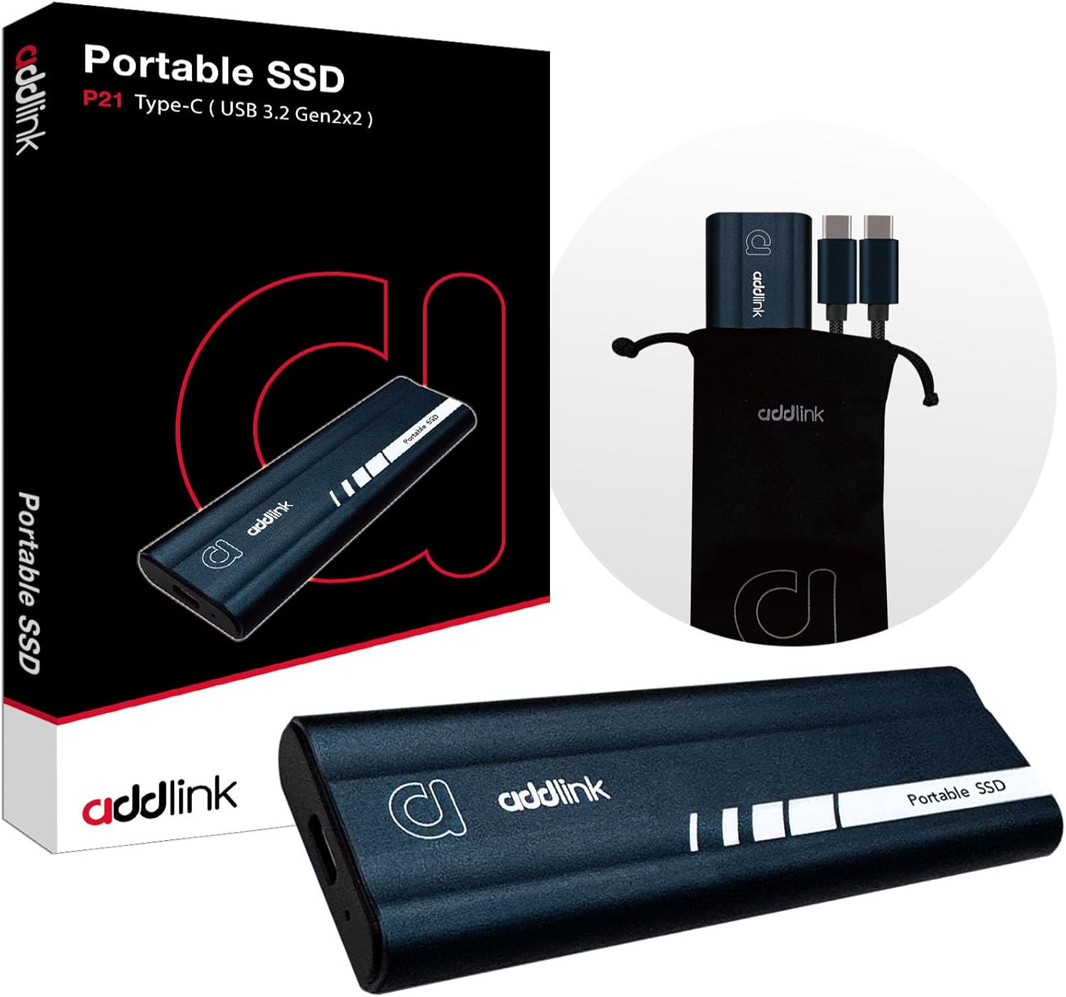 Addlink P21 1TB Portable SSD (Whith TC to TC cable) Up to R:2000 W:1950