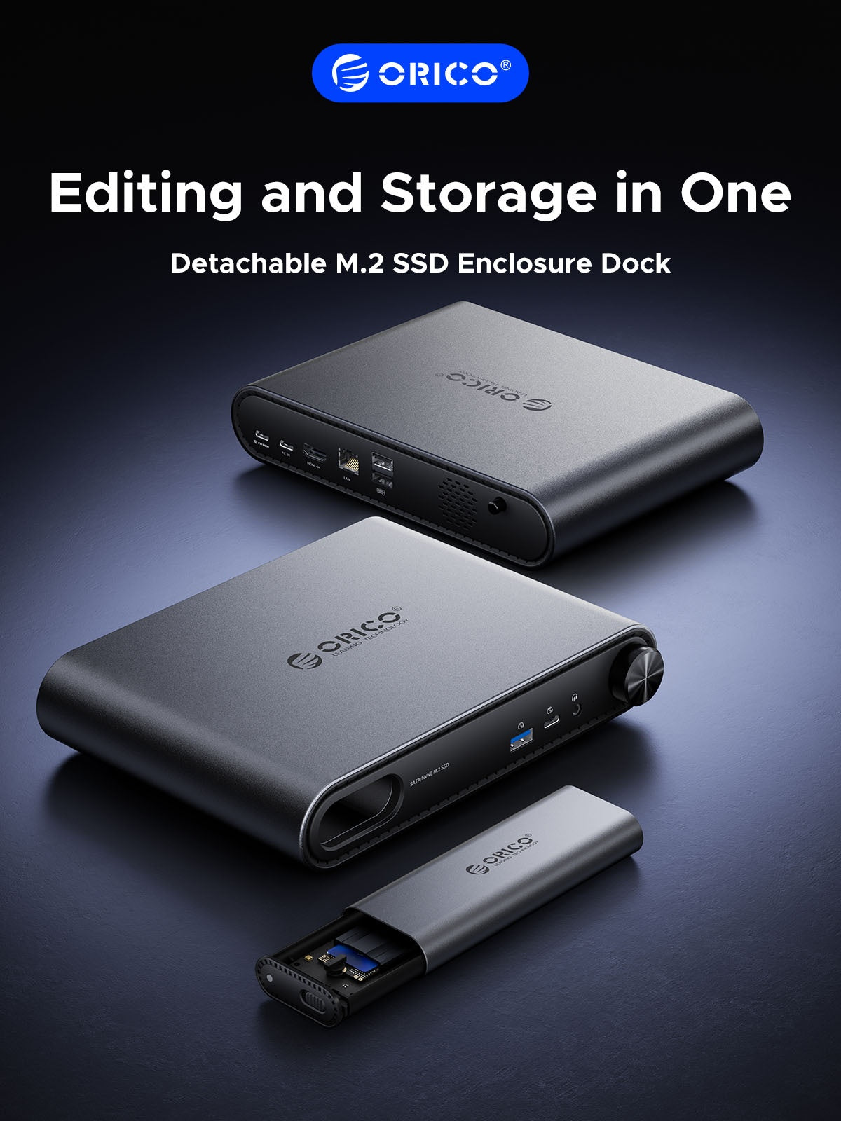 ORICO PTM1-GY 10-in-1 Docking Station with M.2 SSD Enclosure