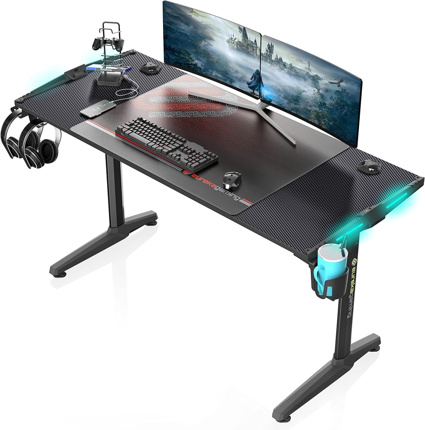 Eureka Ergonomic 55 Inch RGB LED Gaming Desk