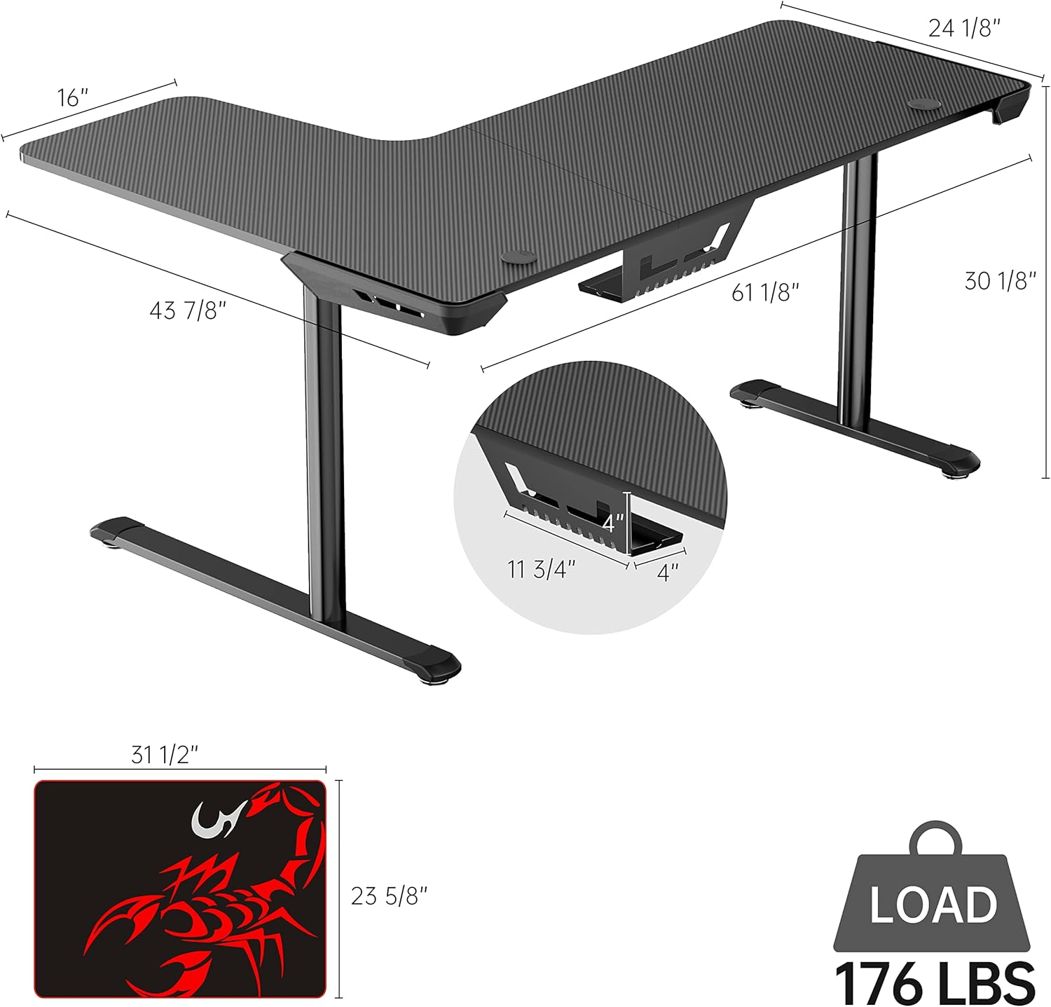 GAMING TABLE DESIGNA ERK-L60R-B-V2