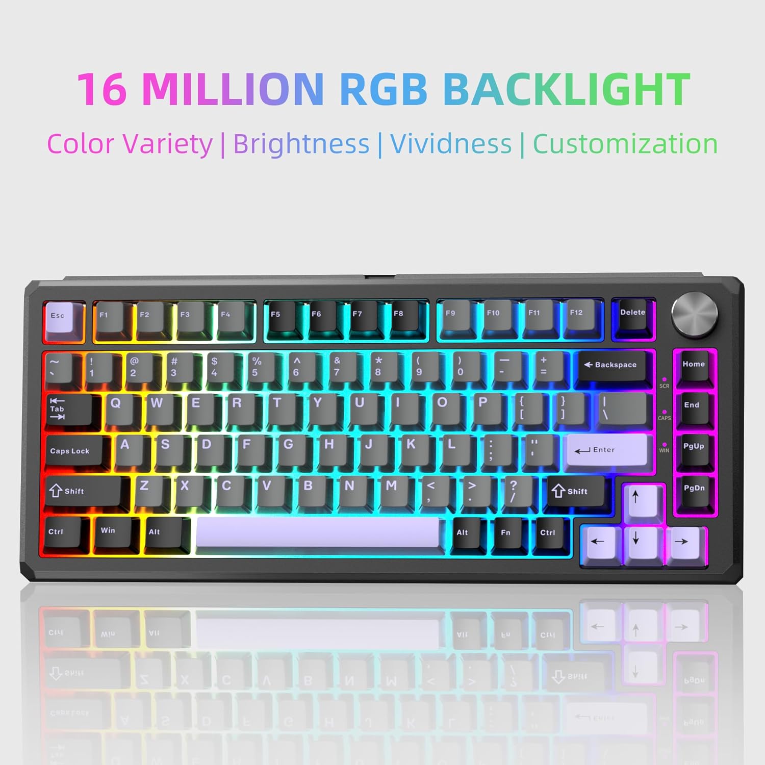 Magegee Captain75 Twilight purple, Blueberry switch, 82 keys, RGB light Aluminum case mechanical keyboard