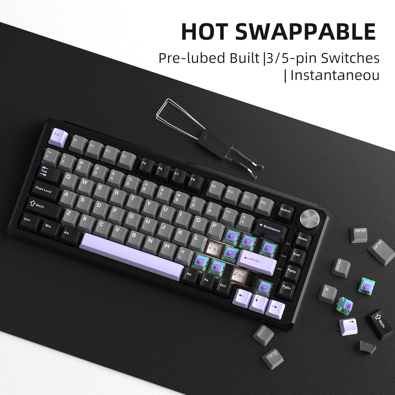 Magegee Captain75 Twilight purple, Blueberry switch, 82 keys, RGB light Aluminum case mechanical keyboard