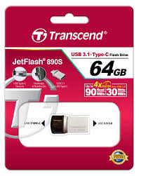 TRANSCEND 890,USB3.1,FLASH DRIVE ,OTG,TYPE A&C,SILVER