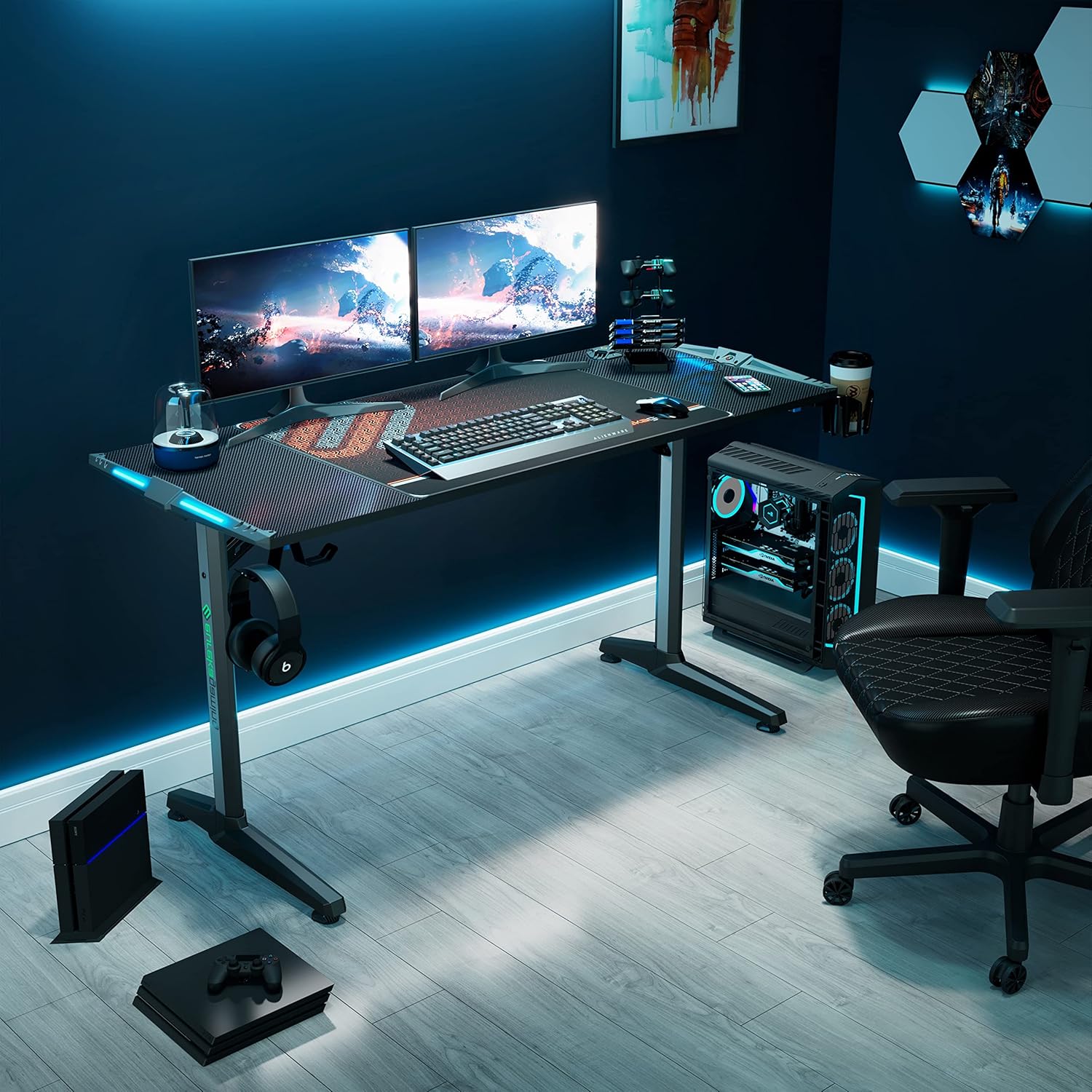 Eureka Ergonomic 55 Inch RGB LED Gaming Desk