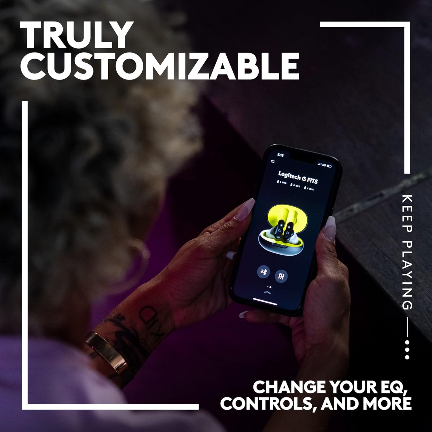 Logitech FITS True Wireless Gaming Earbuds - BLACK - 2.4GHZ/BT