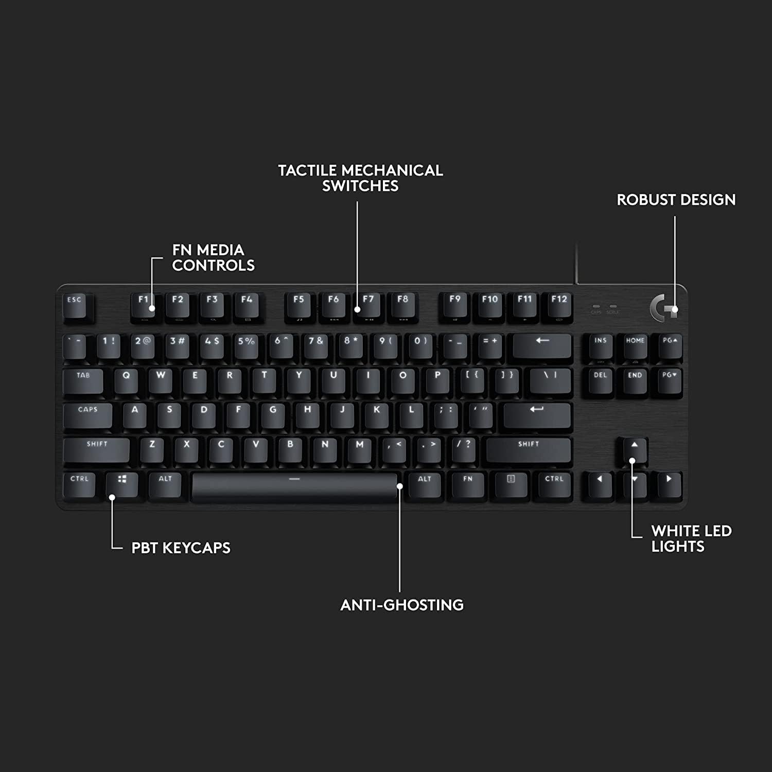 LOGITECH G413 TKL SE-Corded Mechanical Gaming Keyboard - BLACK- ARA - USB-TACTILE