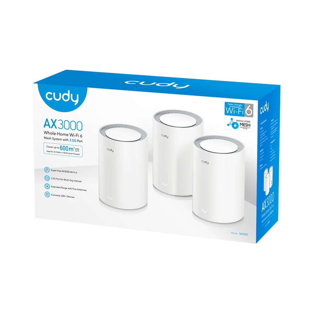 CUDY M3000 AX3000 2.5G Mesh Wi-Fi 6 System White