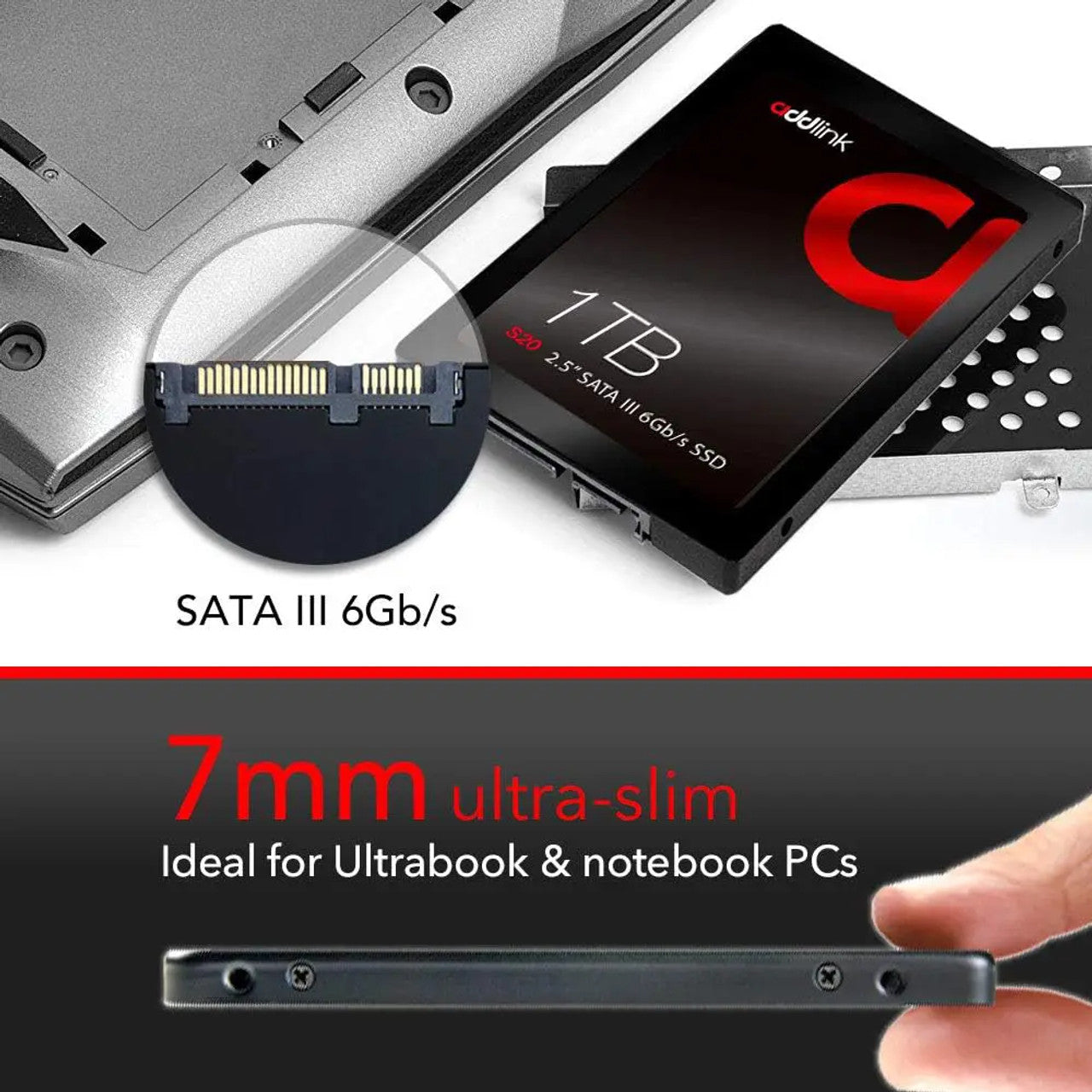 Addlink S20 1TB SSD 2.5" SATA III 6Gb/s (Up to R:500 , W:450 )