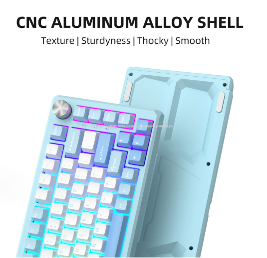Magegee Captain75 Ice sea blue, Sunflower switch switch, 82 keys, PBT keycaps, RGB light Aluminum case Tri-mode mechanical keyboard