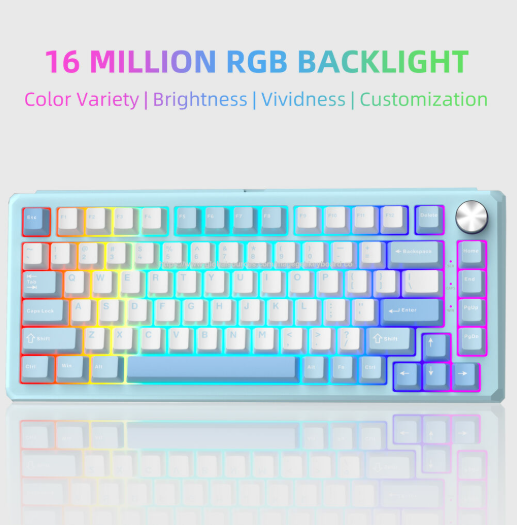 Magegee Captain75 Ice sea blue, Sunflower switch switch, 82 keys, PBT keycaps, RGB light Aluminum case Tri-mode mechanical keyboard