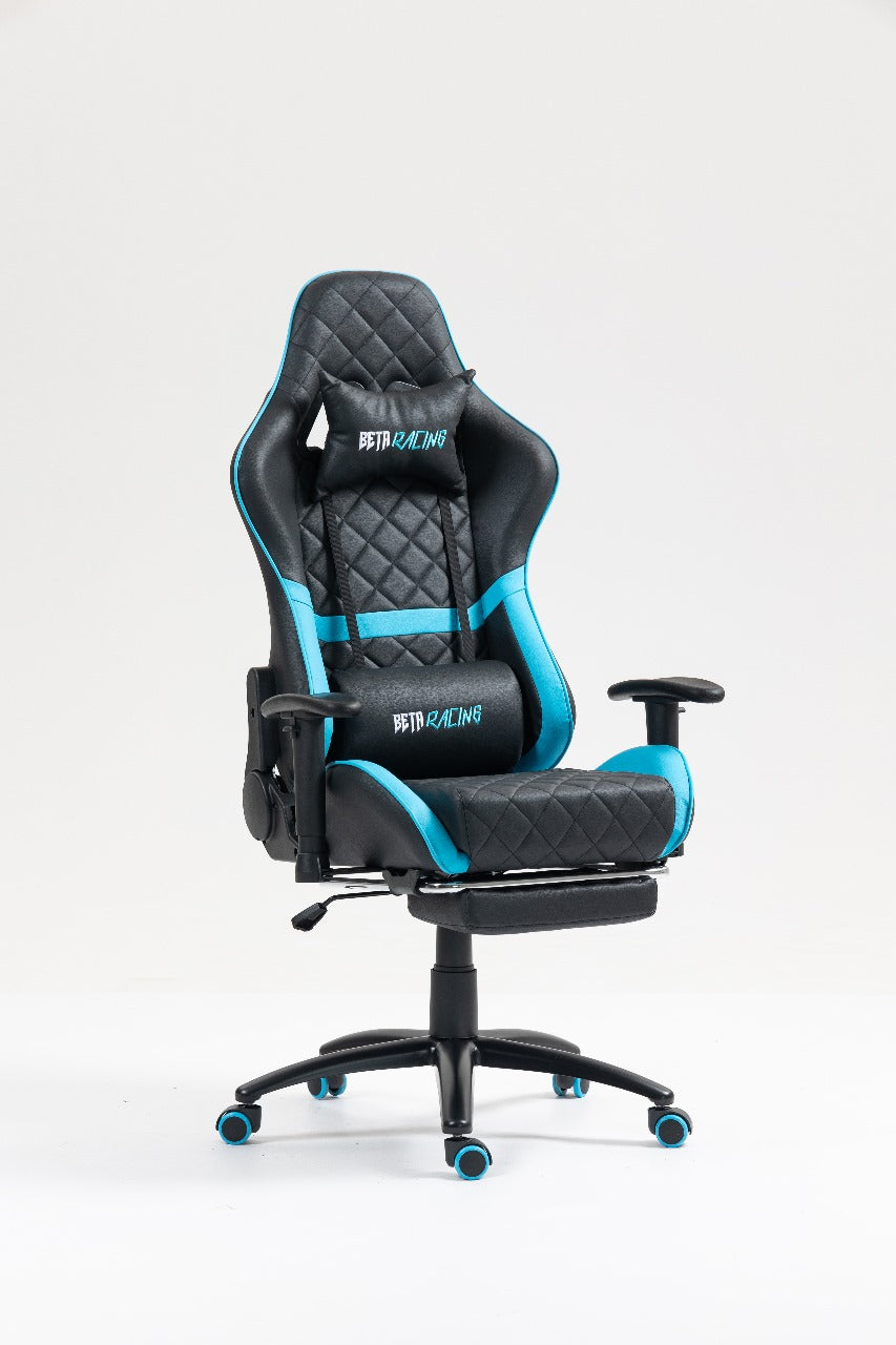 Beta Racing Gaming chair Blue-black with Footrest