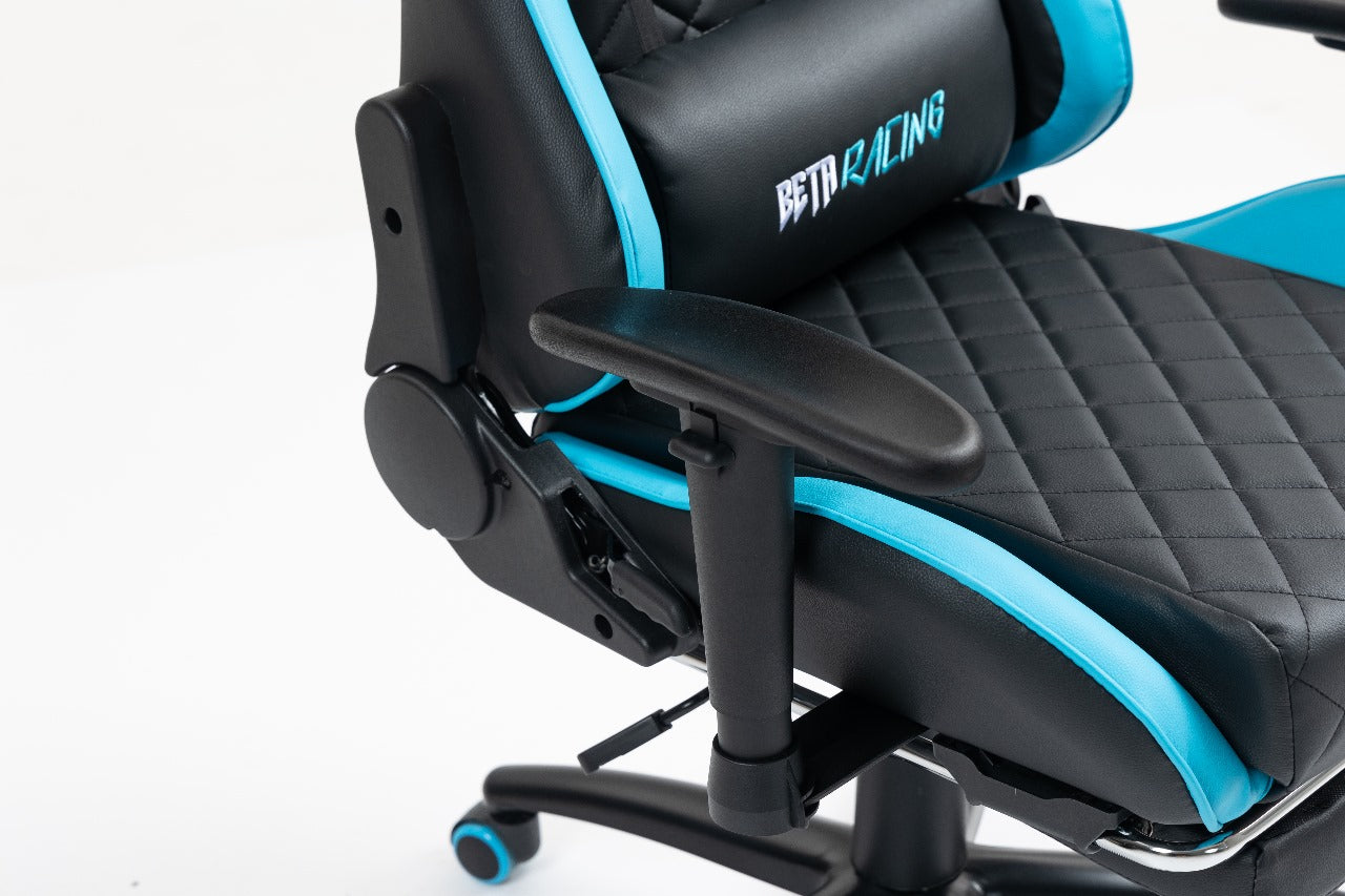 Beta Racing Gaming chair Blue-black with Footrest