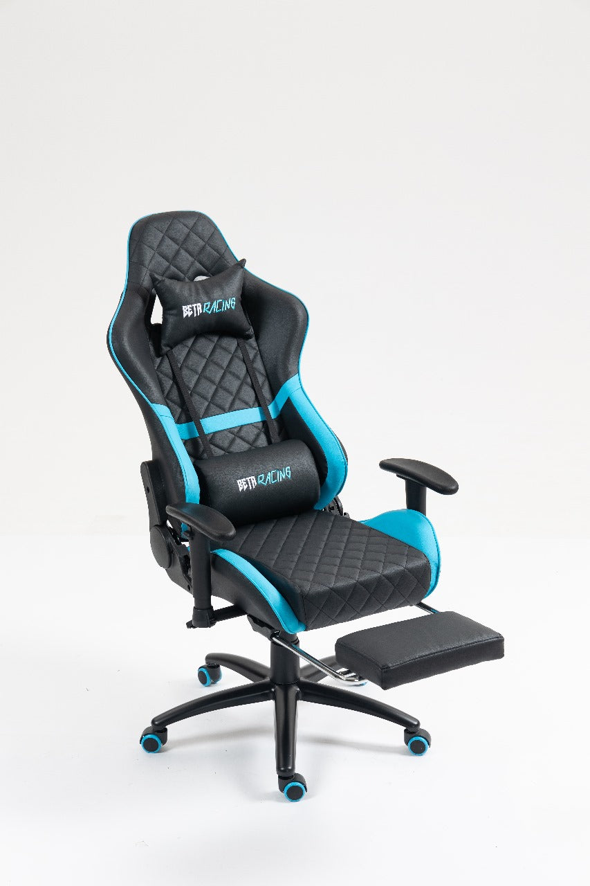 Beta Racing Gaming chair Blue-black with Footrest