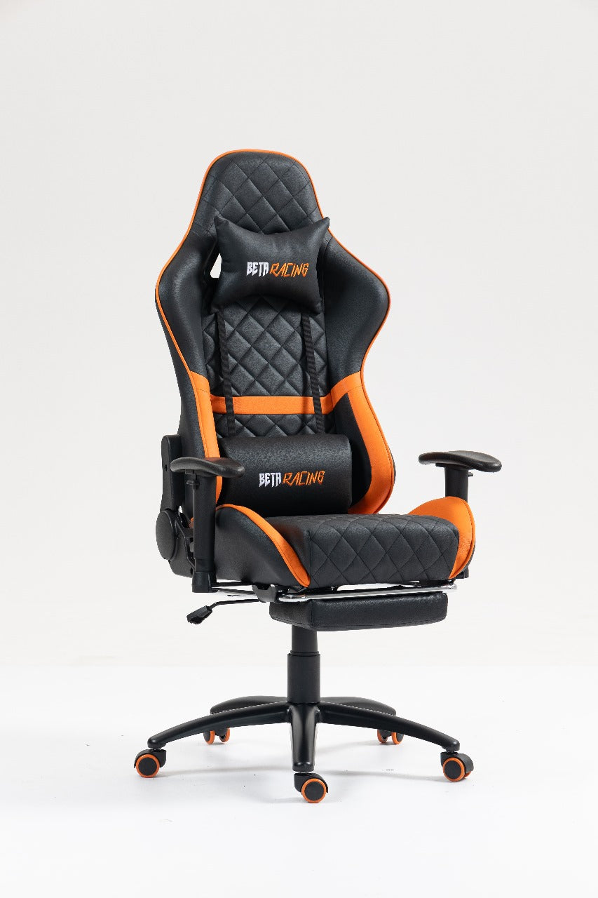 Beta Racing Gaming chair Orange-Black with Footrest