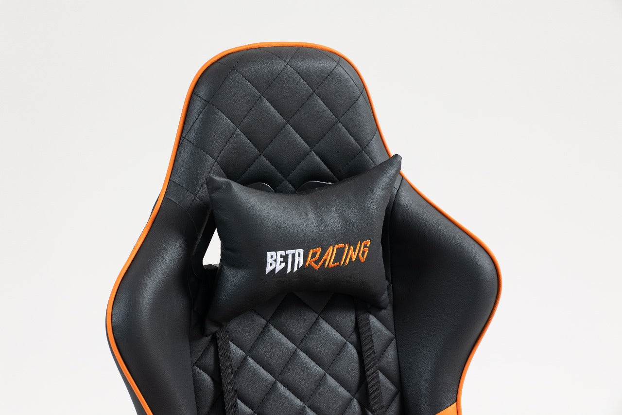 Beta Racing Gaming chair Orange-Black with Footrest