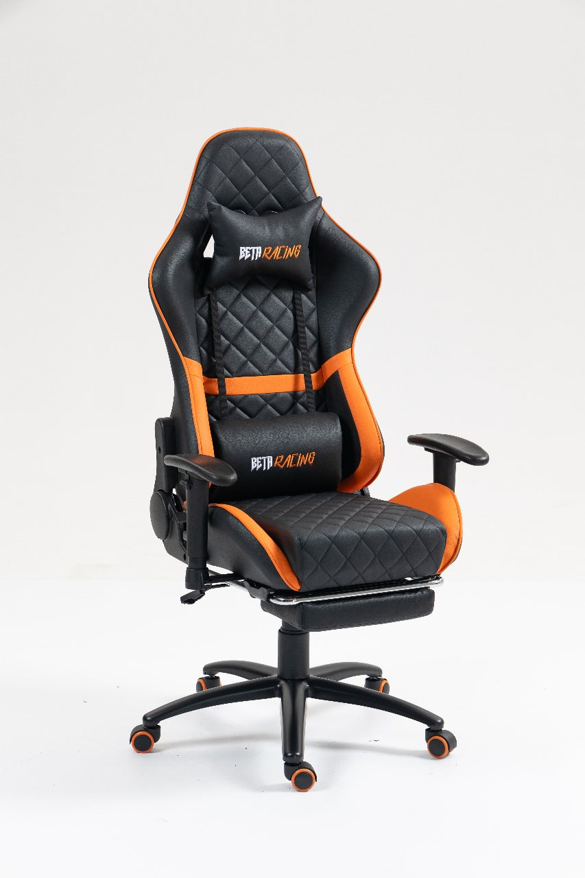 Beta Racing Gaming chair Orange-Black with Footrest