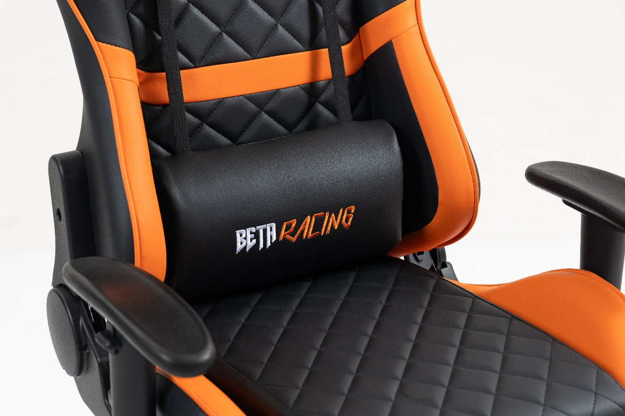Beta Racing Gaming chair Orange-Black with Footrest