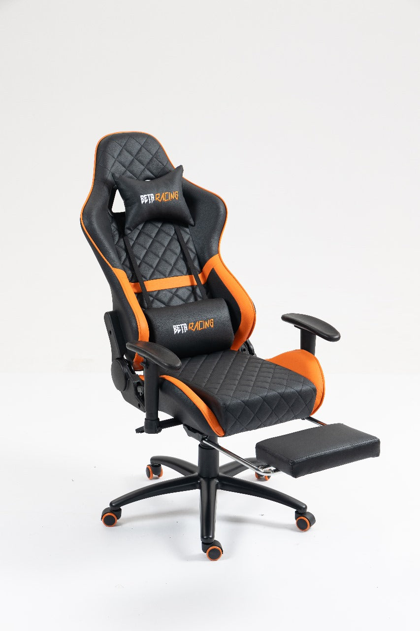 Beta Racing Gaming chair Orange-Black with Footrest