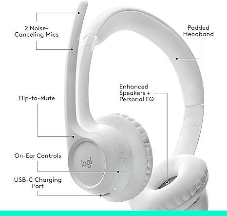 LOGITECH HEADSET - Zone 300 - BLACK &OFF WHITE- BLUETOOTH