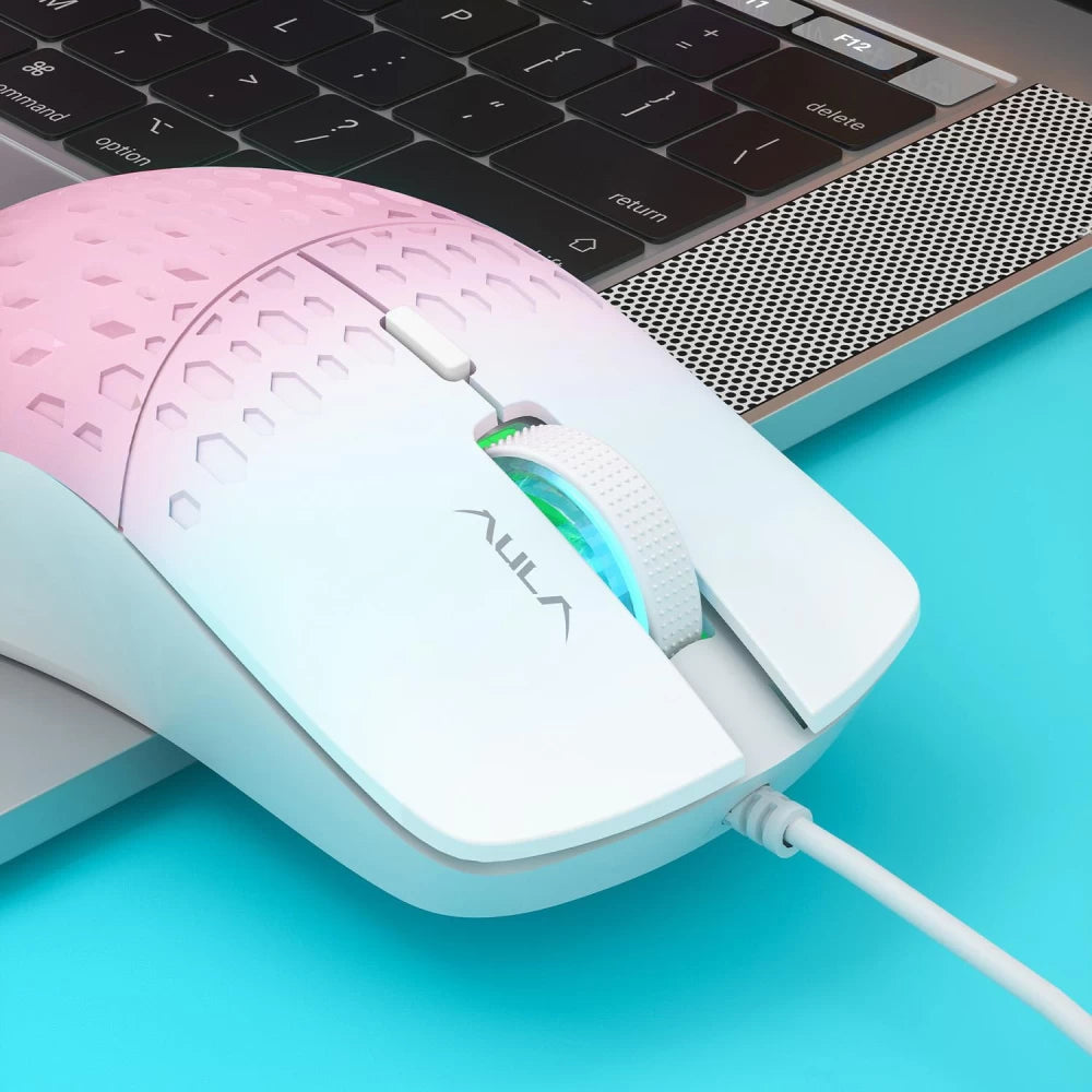 AULA S11 pro Pink Wired gaming mouse with 6 keys