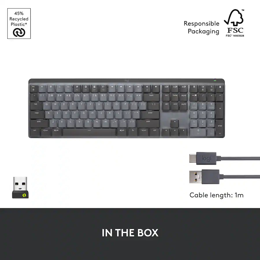 LOGITECH MX Mechanical Bluetooth illuminated keyboard-GRAPHITE-US INT'L-2.4GHZ/BT-N/A